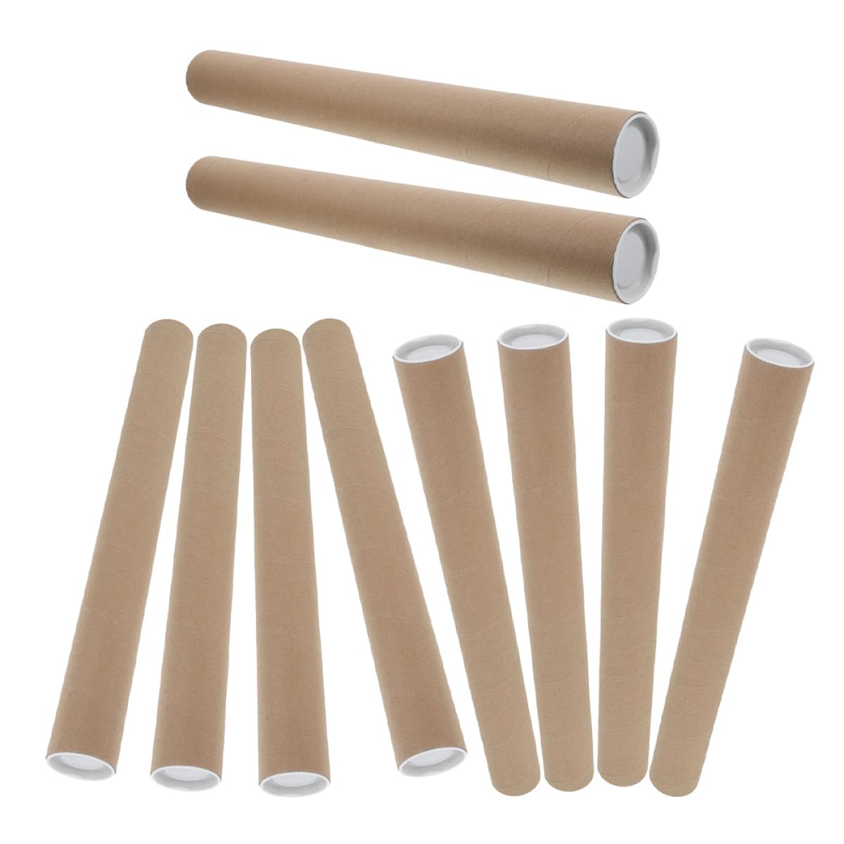 ULTECHNOVO 10 Stück Versandhülsen aus Kraftpapier Runde Kartonröhren mit Deckel Schützt Poster und Kunstwerke für Büro und Versand