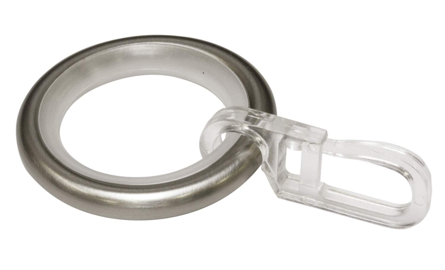 Gardinia Gardinenringe mit Gleiteinlage und Faltenlegehaken, Metall für Ø 16 mm Edelstahl-Optik, 10er Pack, 10, 30095