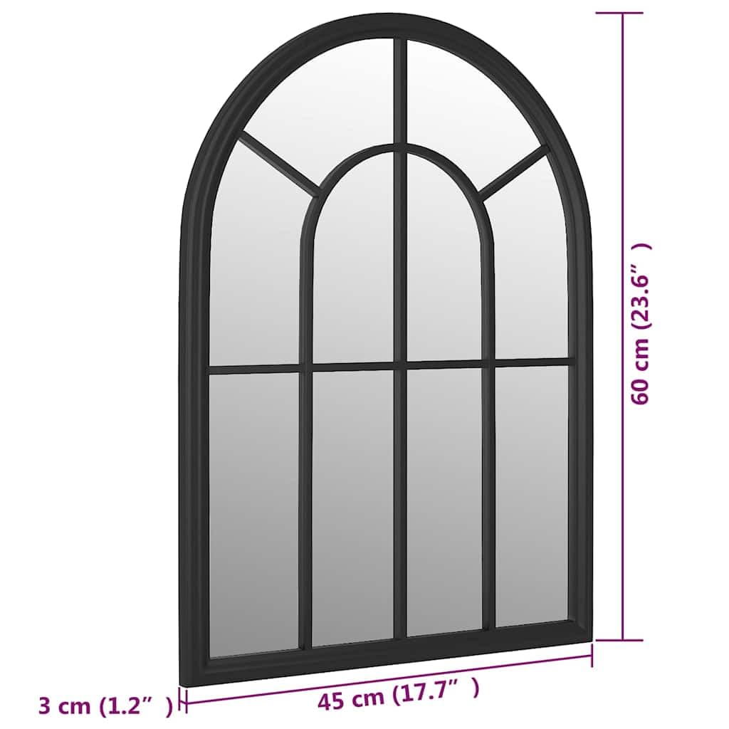 Specchio da Giardino Nero 60x45 cm in Ferro per Esterno