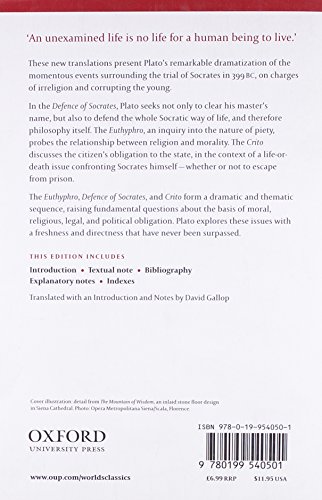 Defence of Socrates, Euthyphro, Crito (Oxford World's Classics) - Image 2