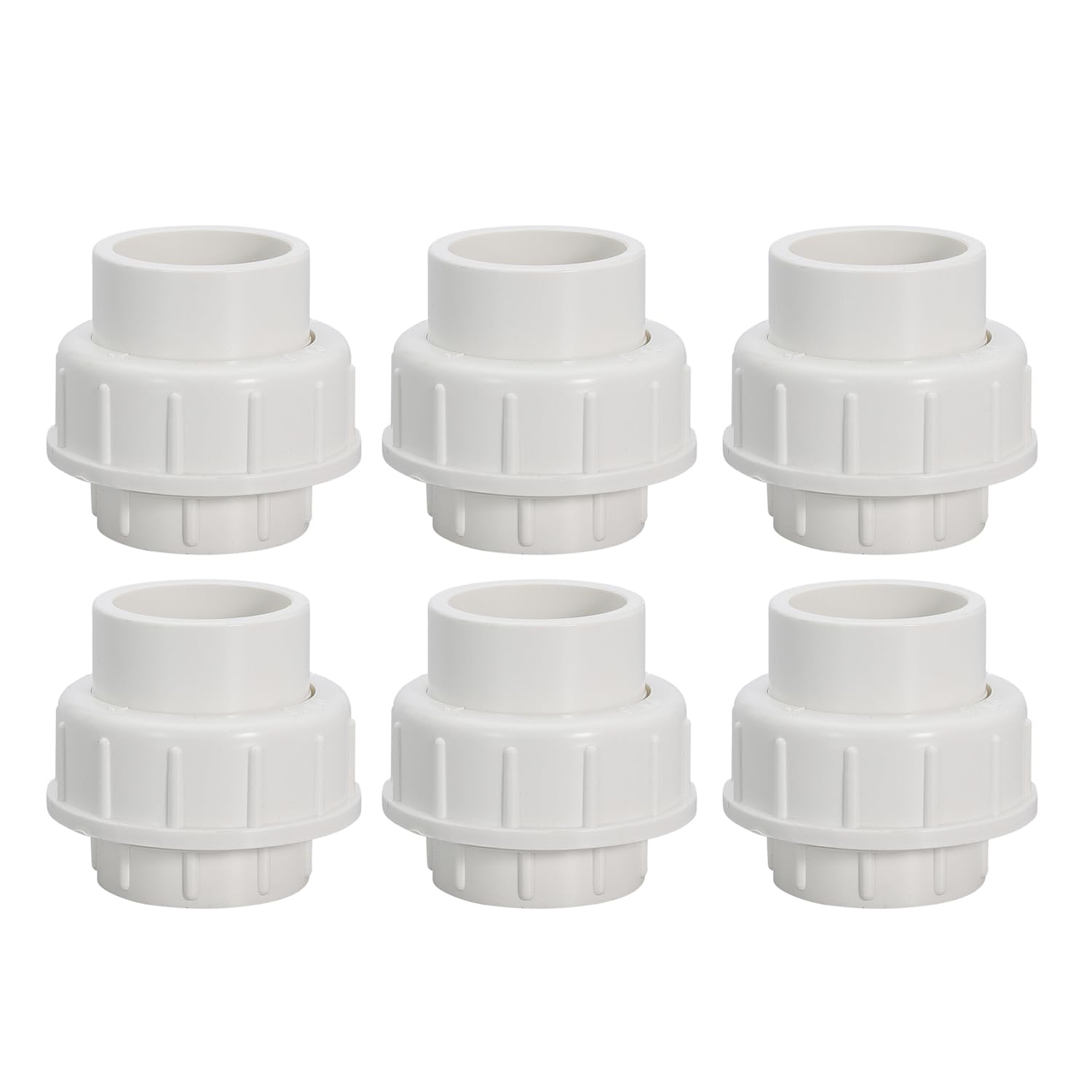 1" PVC Union Coupling Pipe Fitting PVC Adapter Schedule 40, EPDM O-Ring, 1 inch Slip Coupling Fitting (Socket x Socket), 6 Pack, White