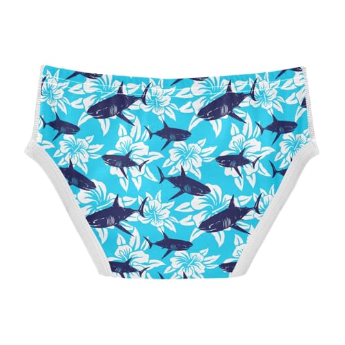 Boys' Underwear Cotton Little Boys Shark Tropical Hibiscus Flower Briefs Soft Toddler Underwear 2T-8Y2