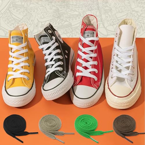 GOODSALEOK 2 Paar Flach Sneaker Schnürsenkel 8 mm Breite Premium Ersatz Schuhbänder für Turnschuhe Boardschuhe Freizeitschuhe Universalmodell Weiß 140CM