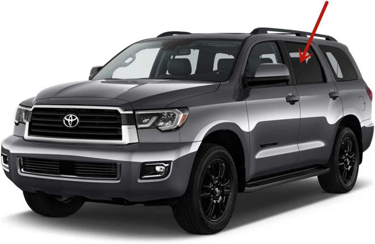 Driver Left Side Rear Door Window Door Glass Compatible with Toyota Sequoia 2008-2022 Models