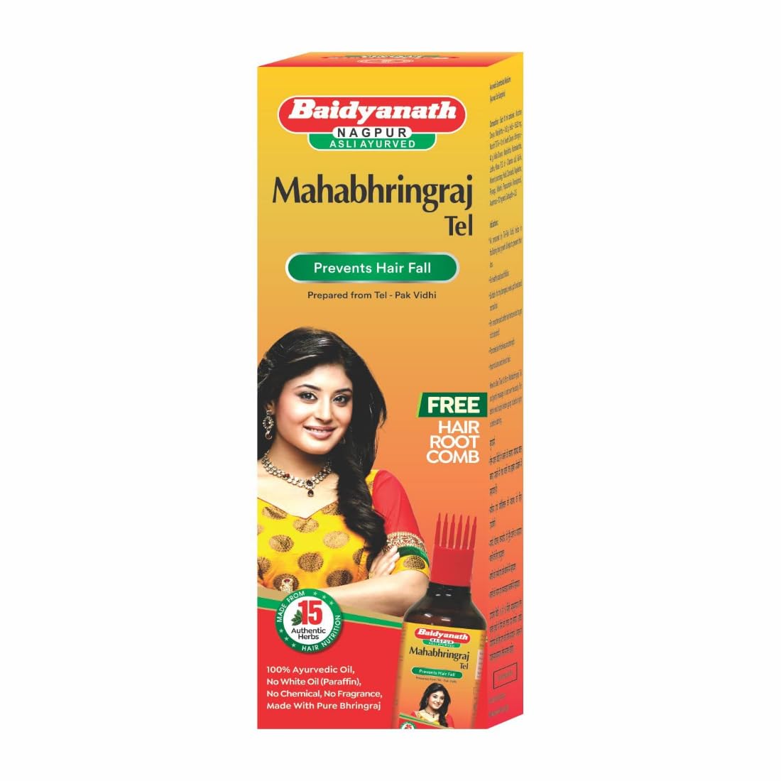Baidyanath Asli Ayurved Mahabhringraj Tel - 200 ml | Ayurvedic Hair Oil | 100% Ayurvedic, Made with 15+ Authentic Herbs, Free Hair Root Comb
