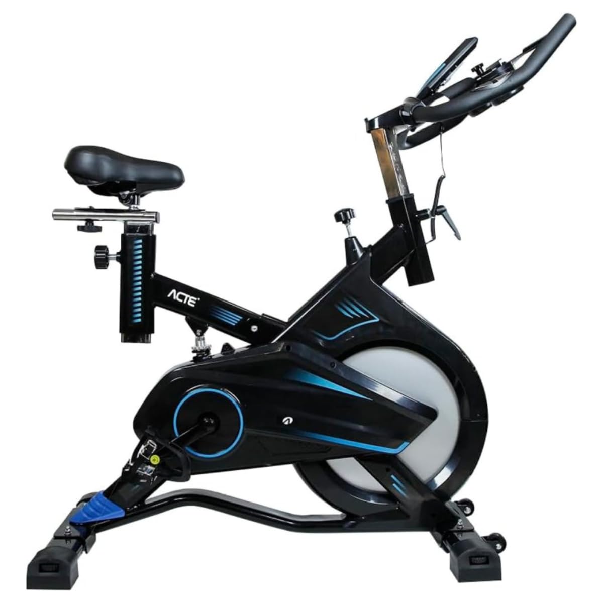 Bicicleta Bike Ergométrica Spinning Pro Vertical Profissional Com Freio Mecânico, Suporta Até 100Kg - Ideal Para Academia, Emagracer, Treino Residencial - Preto e Azul