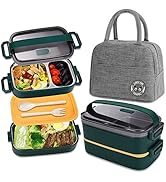 Haoh Edelstahl Brotdose Kit - 1100ml Edelstahl Lunch Box mit Besteck und Lunchbox Tasche, Auslauf...
