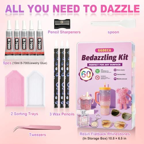GGDECA 75000Pcs Bedazzling Kit 60 Color Bedazzler Kits with Rhinestones 3mm - 1