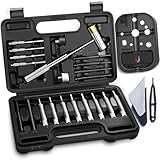 BESTNULE Punch Set, Pin Punches, Punch Tool, Roll Pin Punch Set, Made of High Quality Metal Material Including Punches and Hammer, Mechanical Repair Tool, with Organizer Storage Box (with Bench Block)