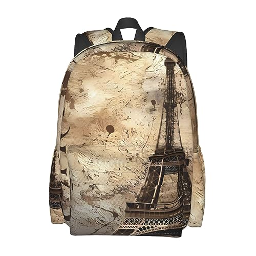 Sac à dos d'école imperméable Tour Eiffel léger et grande capacité - 2