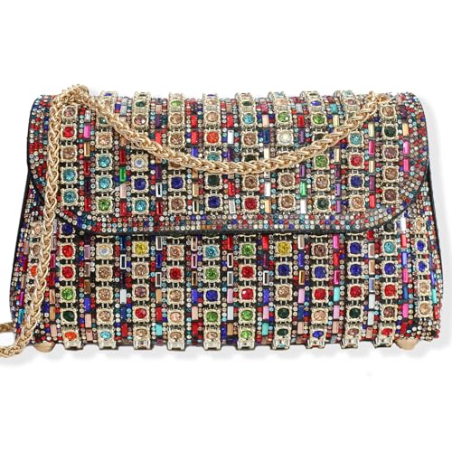 Image of Flower Rhinestone Crystal Clutch Purse Shoulder Bag Sparkling Evening Bag for Wedding Prom Party Bride Guest