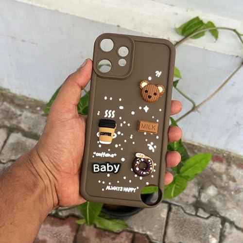 Image of Pikkme Back Cover for CMF by Nothing Phone 2 Pro 5G | Cute Fun Cartoon 3D Bear Silicone Full Body Protection Bumper Case (Brown)