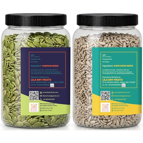 Image of LILA DRY FRUITS Seeds Combo Pack Pumpkin Sunflower Seed 100 g x 2 | Raw Mixed Seeds for Healthy Snacking, Smoothies, Salads, Breakfast & Daily Nutrition Perfect for Gifting