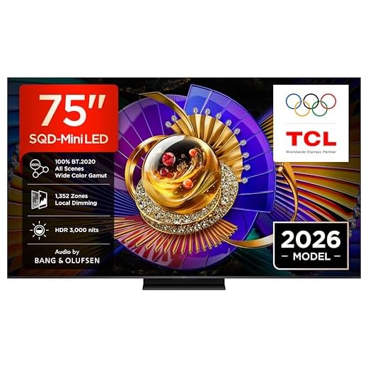 TCL 75C7L Téléviseur 75 pouces SQD-Mini LED 4K Smart TV, 2600 nits HDR Premium, 144 Hz Motion Clarity Pro, Game Master Pro, ZeroBorder, Google TV