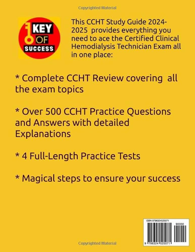 CCHT Study Guide: All-in-One CCHT Review + 500 Practice Questions with In-Depth Answer Explanation for the Certified Clinical Hemodialysis Technician Exam (Includes 4 Full-Length Practice Tests): 9798324525071: Medicine & Health Science Books @ ccht-study-guide-all-in-one-ccht-review-500-practice-questions-with-in-depth-answer-explanation-for-the-certified-clinical-hemodialysis-technician-exam-includes-4-full-length-practice-tests-9798324525071-medicine-health-science-books
