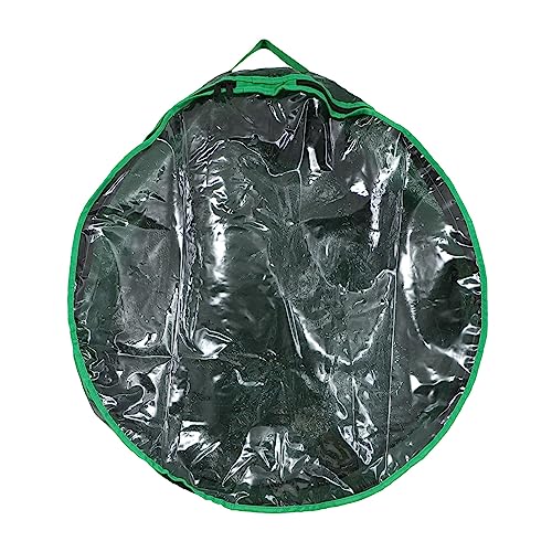NOLITOY 1pc Christmas Wreath Storage Bag with Clear Window Holiday Wreath Container Design Packing Bag for Easy Storage and Transport of Seasonal Decorations