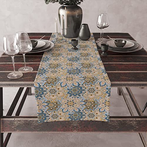 Retro Flower Pattern Table Runner Mandala Floral Cotton Linen Table Runners Farmhouse Home Decor For Kitchen Dinner Party Housewarming Gift (14X72 Inches ) #TOP4