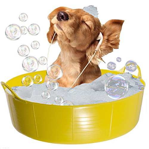Image of Red Gorilla YELLOW Dog Bath, Dog Paddling Pool, Doggy Pool, Flexi Shallow 35 Litre TubTrug Pet