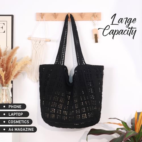 Bolso tote de crochet para mujer miniatura 5