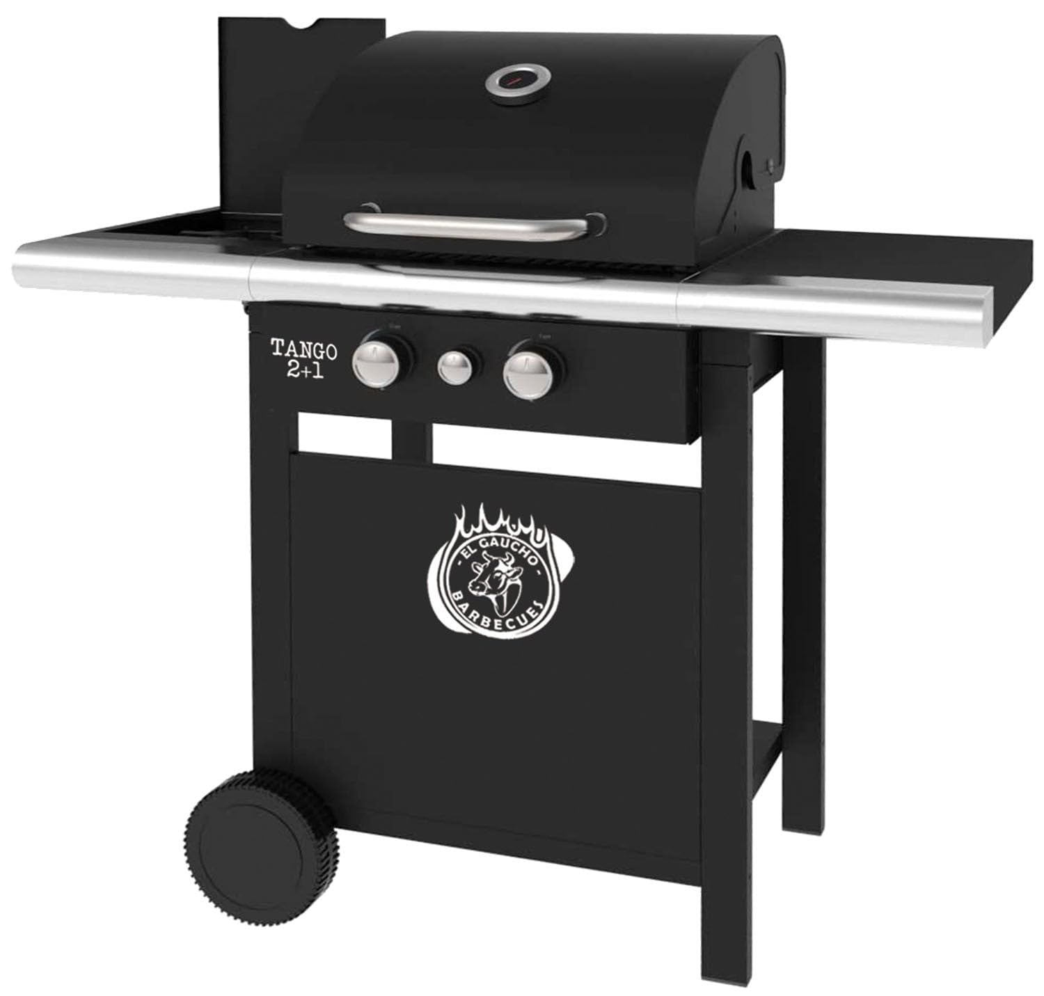 EL GAUCHO Barbecue a Gas con Pietra lavica e Due bruciatori con Funzione Forno e Un fornellone Laterale Tango 2+1