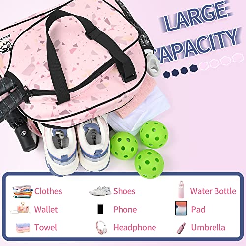 Image of Boulder Bee Pickleball Bags, Premium Pickleball Tote Bag for Girls, Women's Hand /Shoulder Gym Bag w Water Bottle Holder, with Pickleball Racquet /Paddle Holder