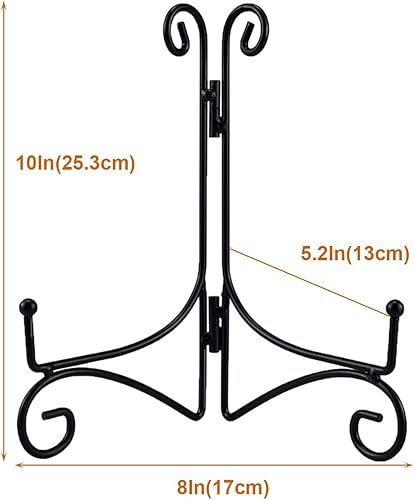 Miniatura 4 de Soporte para platos, soporte de placa de 10 pulgadas para exhibición, caballete de hierro negro de mesa para fotos, marco de fotos, obras de arte,