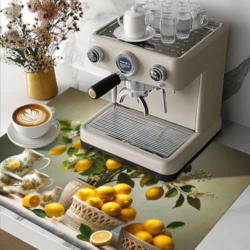 Image of HOMETITUTE Lemon Blossom Stove Covers for Electric 28x20 Inches Diatomite Glass Top Stove Cover Protector Heat Resistant Non Slip Cooktop Covers Pad Decorative Kitchen Mat for Countertops and Sinks