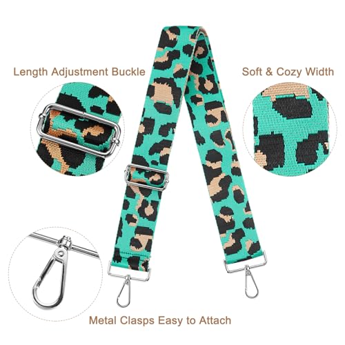 Image of uxcell Purse Strap Replacement, 31-51inch Adjustable Polyester Leopard 2inch Wide Crossbody Shoulder Strap for Handbag Guitar(Sky Blue, Silver Buckle)