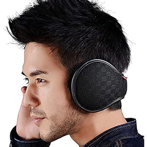 KAILH Winter Ohrenwärmer, Strickwolle Plüsch Earmuffs für Damen und Herren, Einstellbar Faltbar Ohrenschützer, Innovativer Ohrenschutz Hält die Ohren Warm im Winter, Schwarz 1 Cover