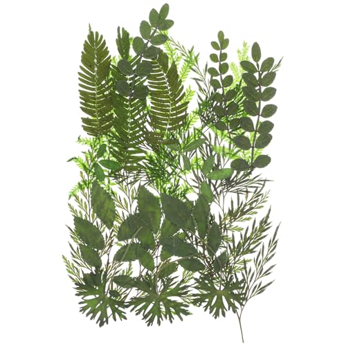 PATKAW Feuilles Séchées Naturelles Pressées 7 Motifs Vertes pour Décoration DIY et Artisanat, Accessoires pour Bijoux et Ornements en Feuilles Véritables