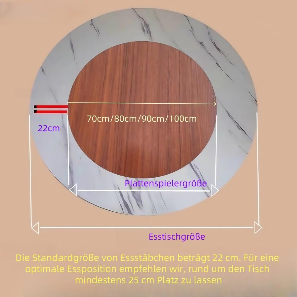 Holz Runden Esstisch Drehteller Hochtemperaturbeständig, Anti Rutsch Pad an der Unterseite,stabil, Starke Tragfähigkeit geeignet für Restaurants Hochzeitsbankette Bauernhäuser(B,70cm)