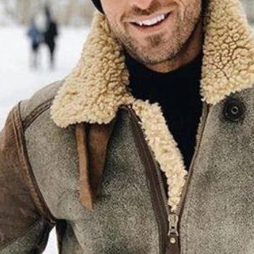 Chaqueta Bomber Vintage con Cuello de Piel Sintética para Hombre miniatura 3