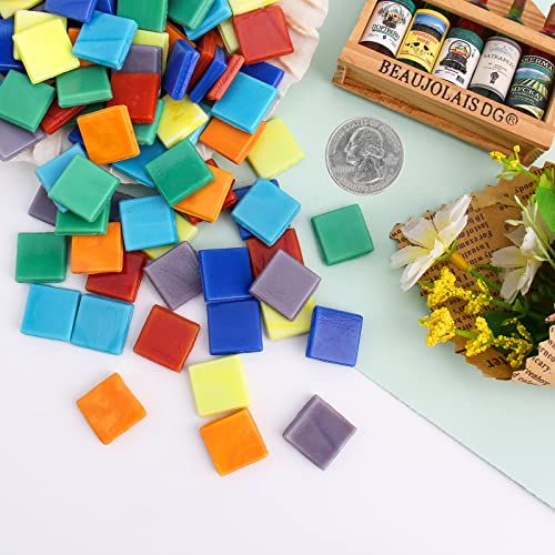 Wq Warmqing 200G 15X15Mm Square Mosaic Tiles For Crafts Bulk, 0.59'' Assorted Color Mosaic Glass Pieces, Mosaic Mural Pattern For Artwork, Mosaic Making Supplies #TOP5