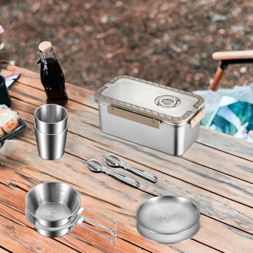 QSTDGVPW Outdoor Dining Set Messware Kit Plates Bowls Cups Utensils for Camping Activities, 2 Person - Image 3