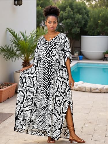 Image of Kaftan Dresses for Women Plus Size Bathing Suit Cover up Caftan Maxi Beach Dresses