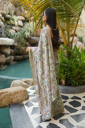 Image of MIRCHI FASHION Women Saree Floral Print Chiffon | Lightweight Festive Occasion Sari for Farewell and Functions with Unstitched Blouse Piece