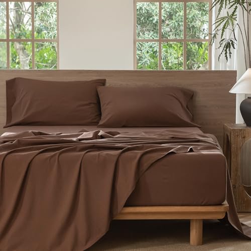 Image of MooMee Sheet Set 100% Washed Cotton Linen-Like Extra Deep Pocket Full | Relaxed Linen-like Texture. Soft, Breathable & Lightweight Comfort. 15-19 inch Extra Deep Pocket with All-around Elastic