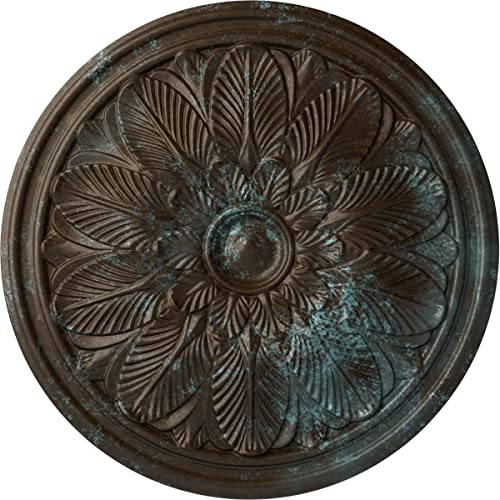 Image of Ekena Millwork CM22BOBBS 22 5 /8 OD x 1 3 /4 P Bordeaux Ceiling Medallion (fits Canopies up to 3 1 /4), Bronze Blue Patina