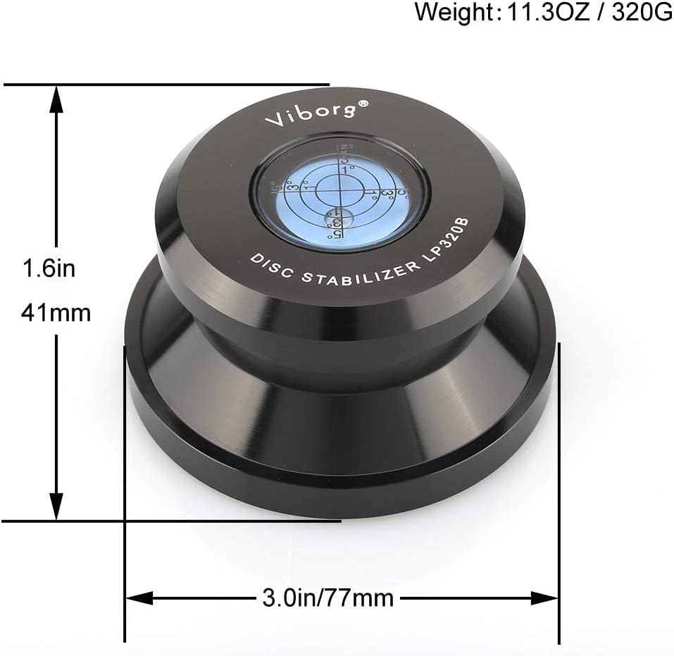 Viborg LP320B Vinyl Record Weight Disc Stabilizer Turntable Clamp With Spirit Level,320g Aluminum Turntable Weight for Records Player