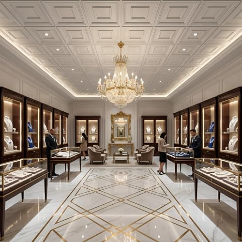 Image of Kayra Decor PVC Ceiling Panel 60x60 cm|Square Panel|White|12 Tiles Cover 48 Sq Ft| Modern False Ceiling|Royal & Elegant Finish