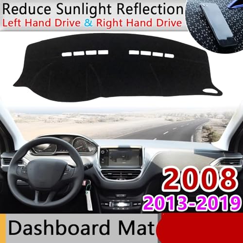 Cubierta salpicadero Peugeot 2008 2013-2019 alfombrilla elegante negra 2