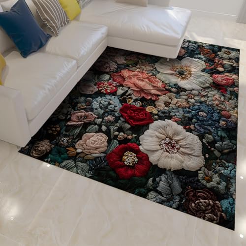 Tapis 100x150cm bohème lavable et antidérapant pour salon - 3