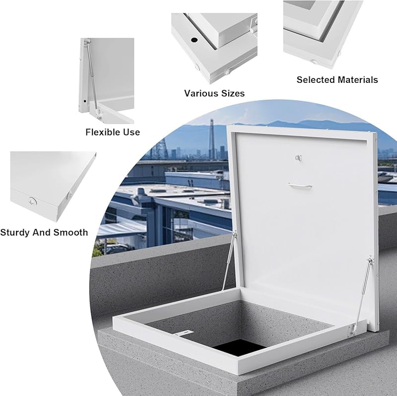Claraboya de aluminio con varillas hidráulicas de 60 x 60 cm, diseño antirrobo, ventilación de eficiencia energética para techos residenciales, ventana de techo de metal ideal