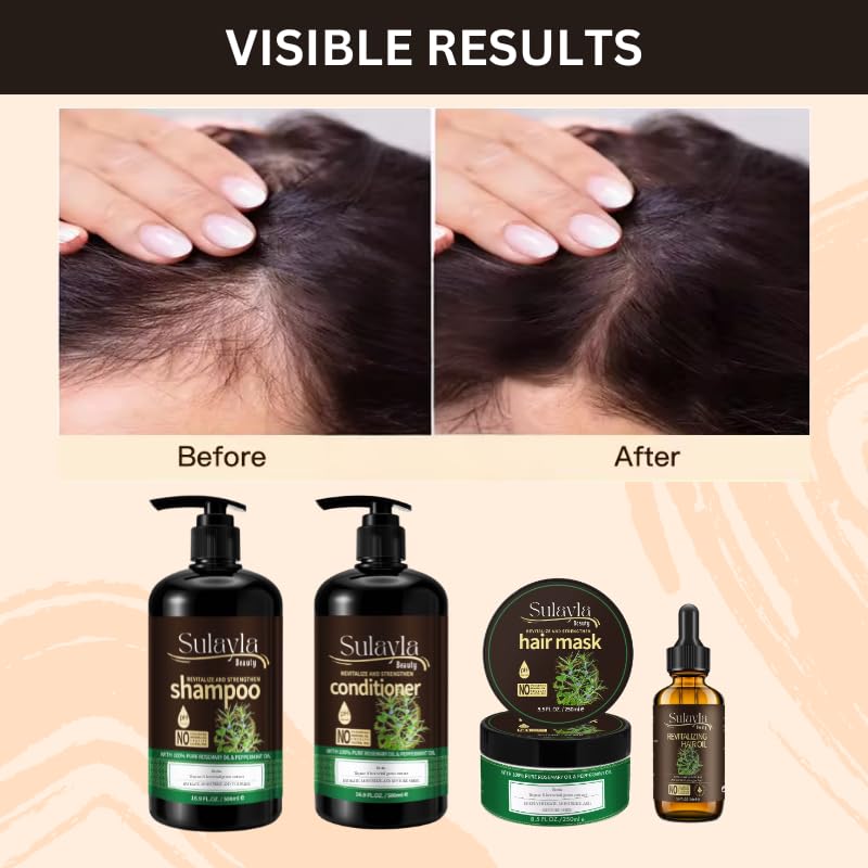 Sulayla Beauty Revitalize and Strengthen Hair Conditioner-100% Pure Rosemary and Peppermint Oil - with Biotin - Promotes hair growth - 500ml - Image 7