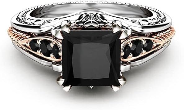 Eternal 925 Silver Black Tourmaline RingSquare Cut Diamond Ring Womens Retro Diamond Ring size 10