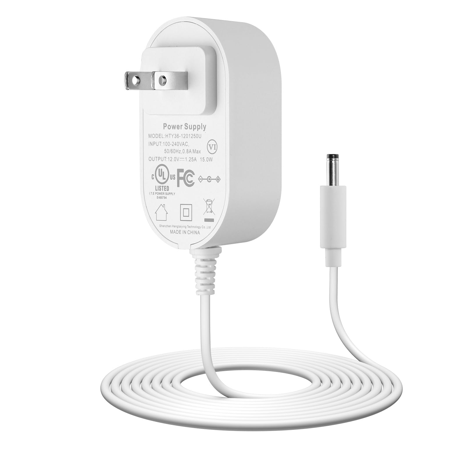 Photo 1 of 15W Power Adapter for Echo Dot (3rd/4th/5th Gen),Echo Dot with Clock (3rd/4th/5th Gen), Echo Dot Kids Edition, Echo Show 5(1st & 2nd Gen), Echo Spot,Pop, and Fire TV Cube, 5Ft Power Cord-White