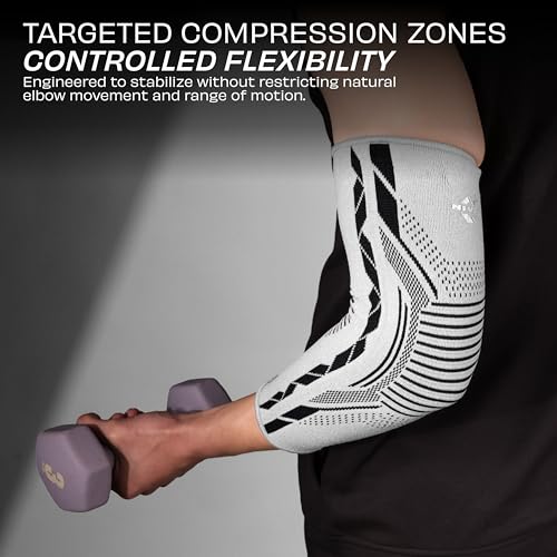Image of Nivia Knitted Elbow Support with Silicon For Men & Women, Neoprene Compression Sleeve, Anti-Slip Grip, Heat Retention & Joint Stability for Gym, Training, and Injury Recovery(Grey, Large)
