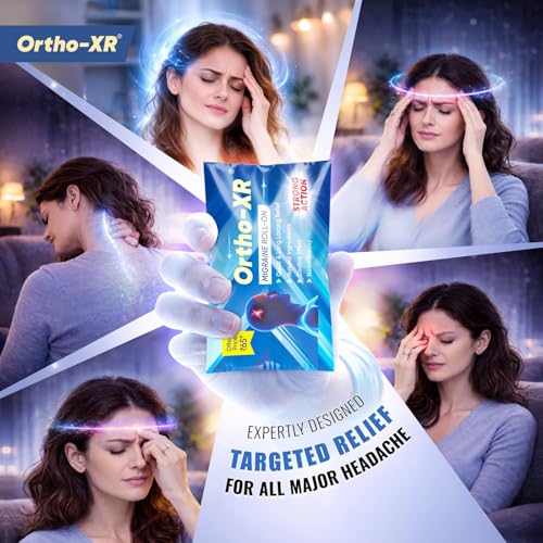 Image of Ortho XR Ayurvedic Migraine Roll-On for Fast Relief from Migraine, Headache & Sinus Pain | Strong Cooling Formula | Ideal for Family Use - (Pack of 3)