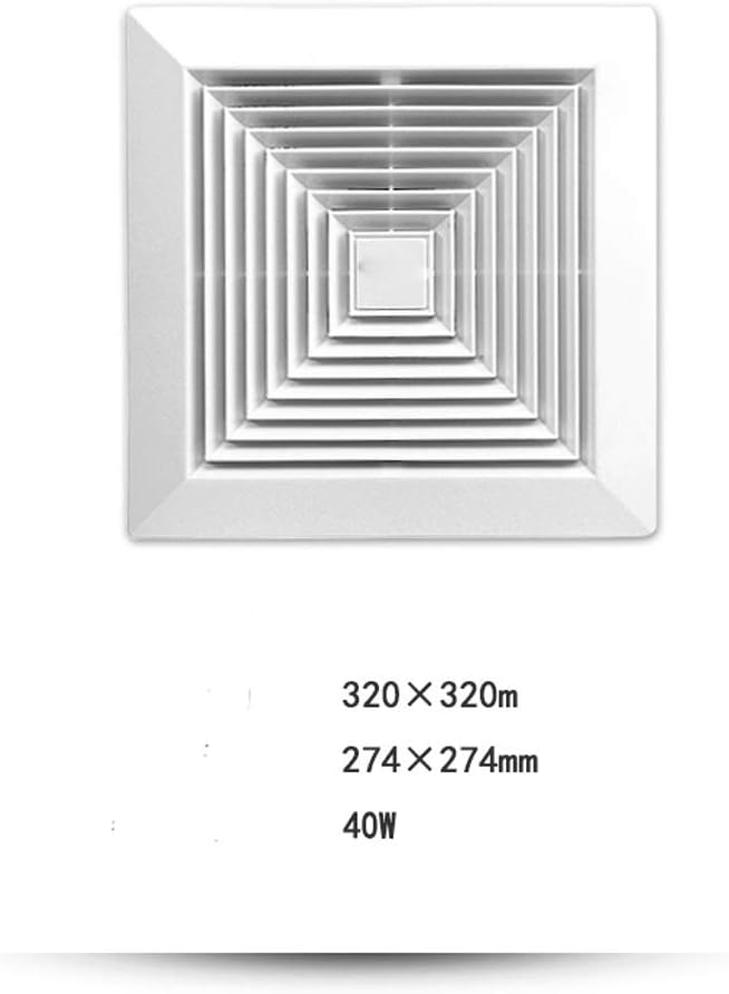 Ventilation Fan, White Square Ceiling or Wall-Mount Exhaust Fan, Very Quiet Ceiling Bathroom Exhaust Fan
