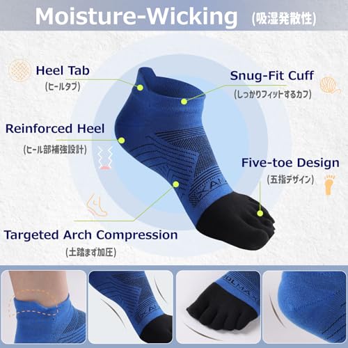Azarxis Running Ankle Toe Socks Coolmax for Women Men Lightweight High Performance Athletic Five Finger Socks 3 Pairs4
